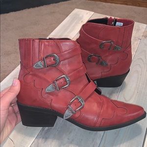Red Booties with Buckles